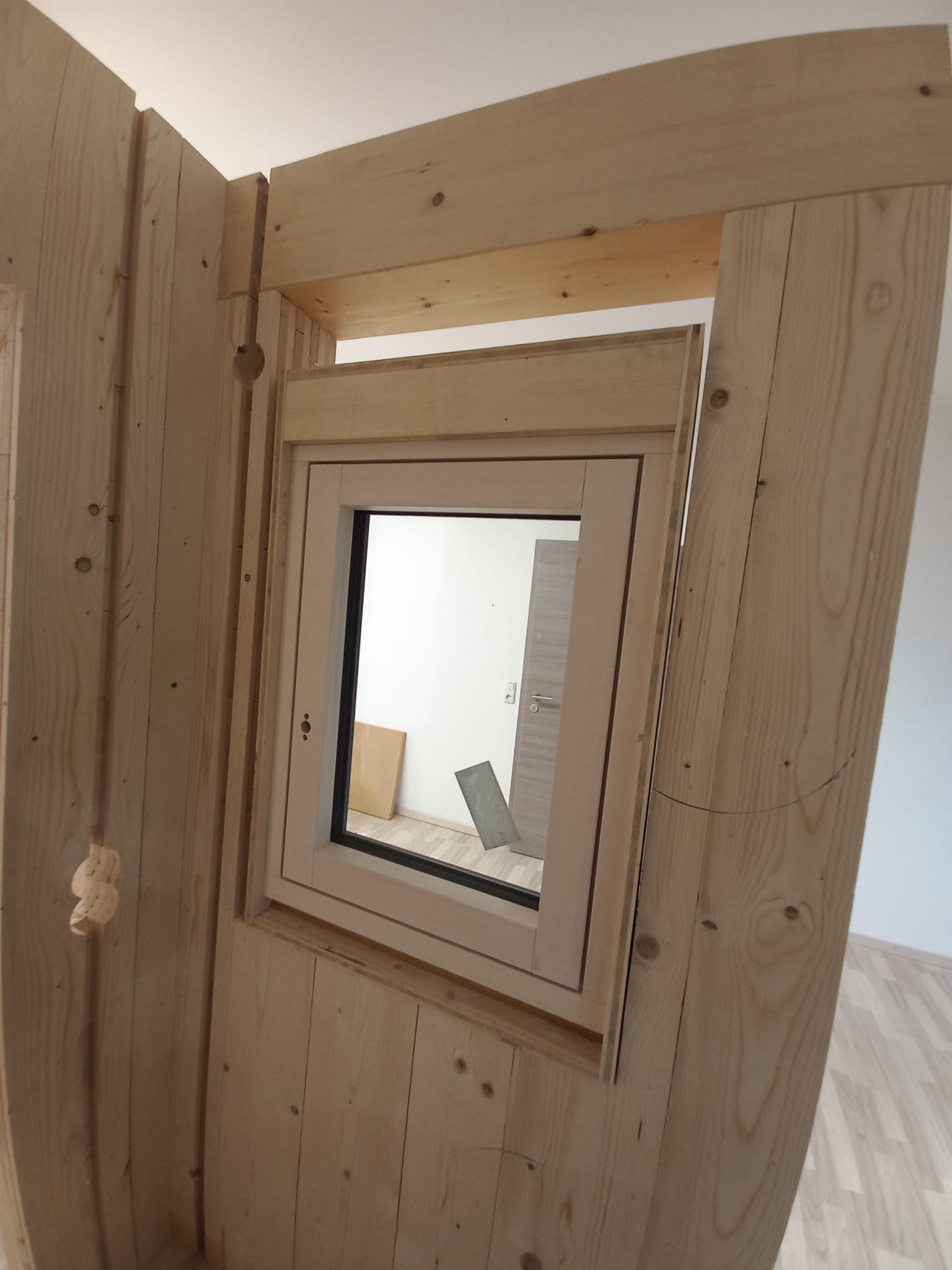 Innenansicht Massivholzwand Konstruktion